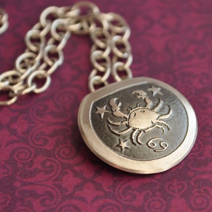 Cancer the Crab Zodiac Pendant in Sterling Silver